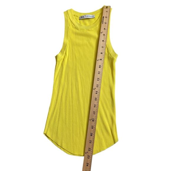 Zara Yellow Ribbed Knit Tank Top Women’s Size Small - Picture 5 of 7